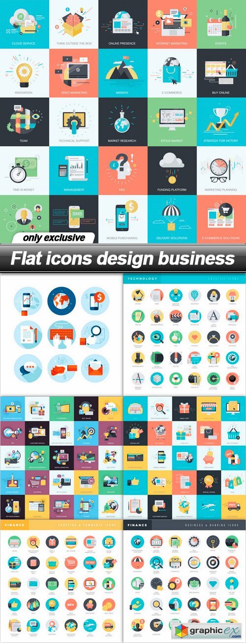 Flat icons design business - 7 EPS