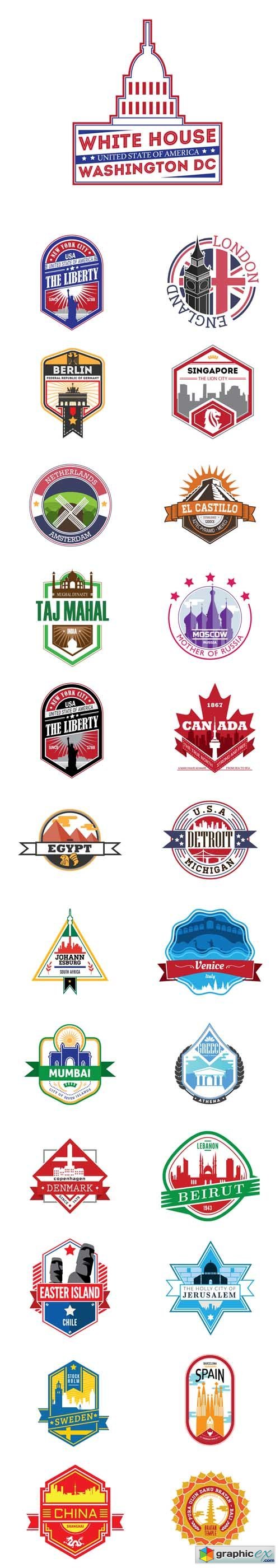 Modern Country City Badges