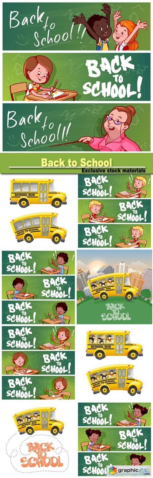 Back to School, vector backgrounds and banners