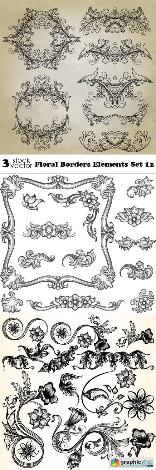 Floral Borders Elements Set 12