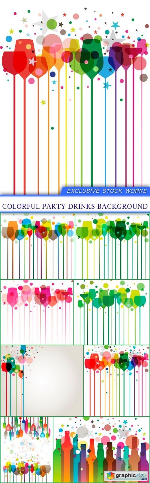 Colorful Party Drinks background 8x EPS