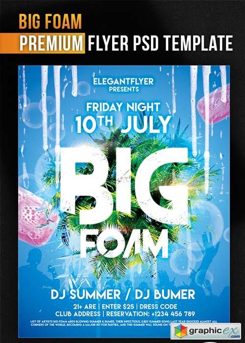 Big Foam Flyer PSD Template + Facebook Cover