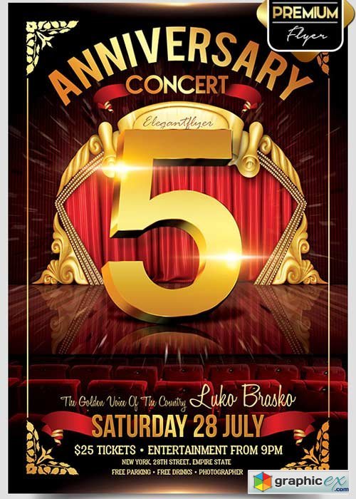 Anniversary Concert Flyer PSD Template + Facebook Cover