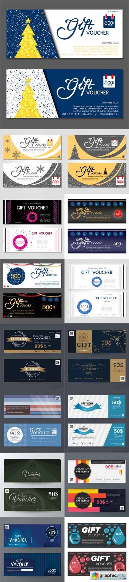 Gift Voucher Illustrations. Card Templates
