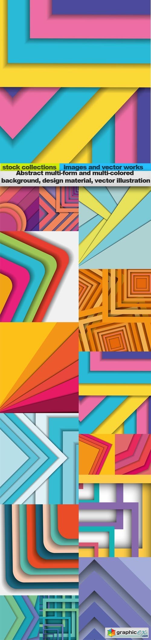 Abstract multi-form and multi-colored background, design material, vector illustration, 15 x EPS