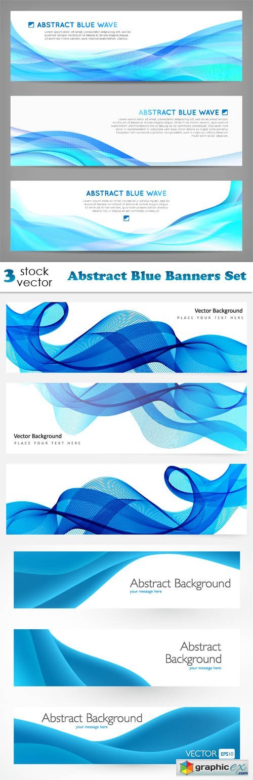 Abstract Blue Banners Set