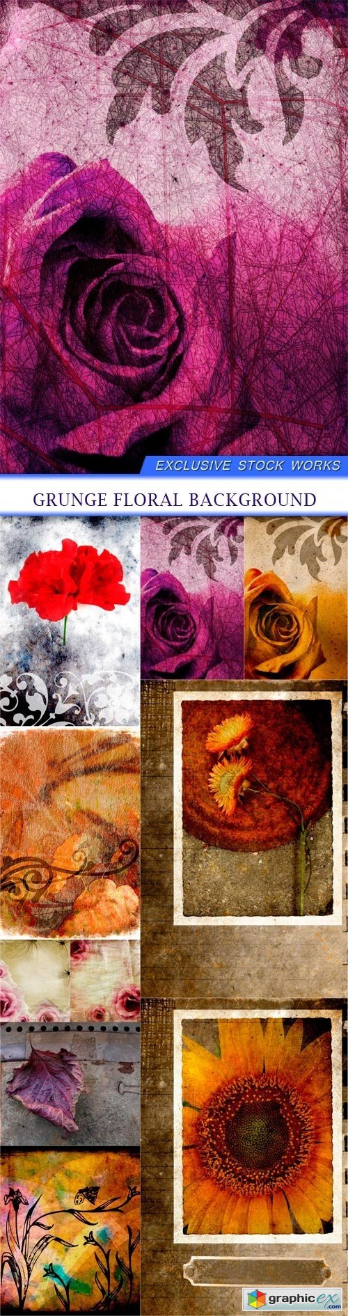 grunge floral background 10X JPEG
