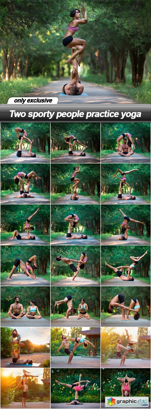 Two sporty people practice yoga - 21 UHQ JPEG