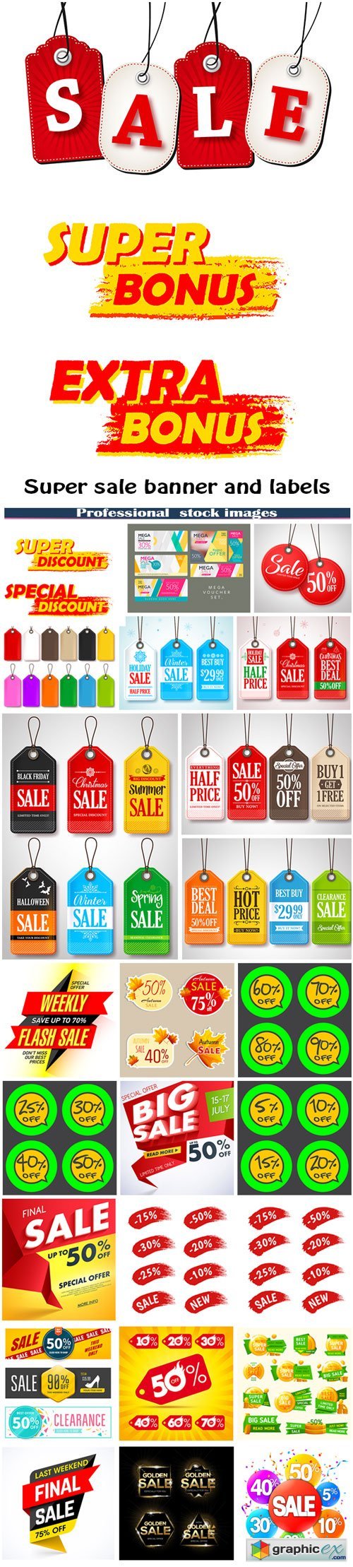 Super sale banner and labels