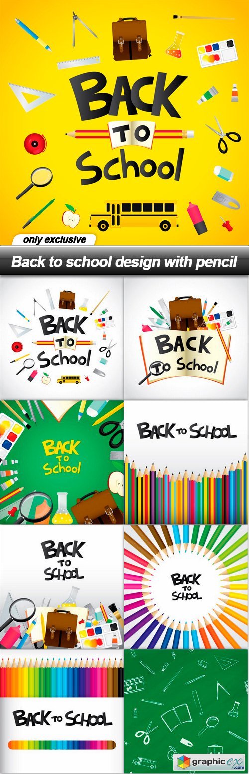 Back to school design with pencil - 9 EPS