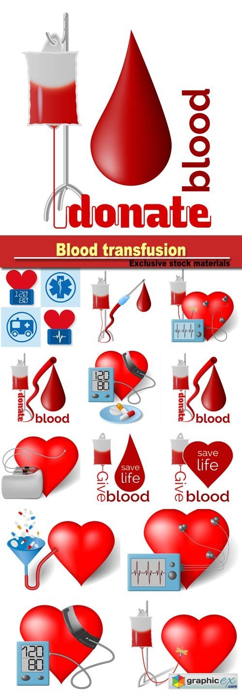 Blood transfusion flowing to heart and cardiac monitor