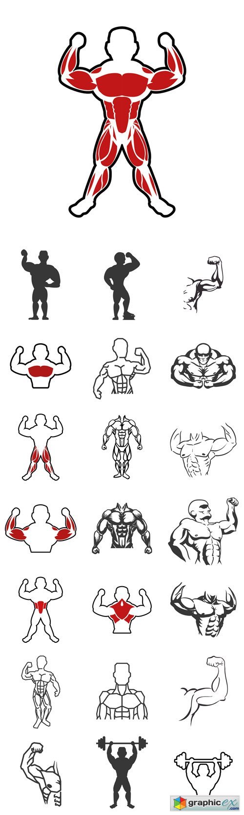 Healthy lifestyle and bodybuilder concept represented by Muscle man icon