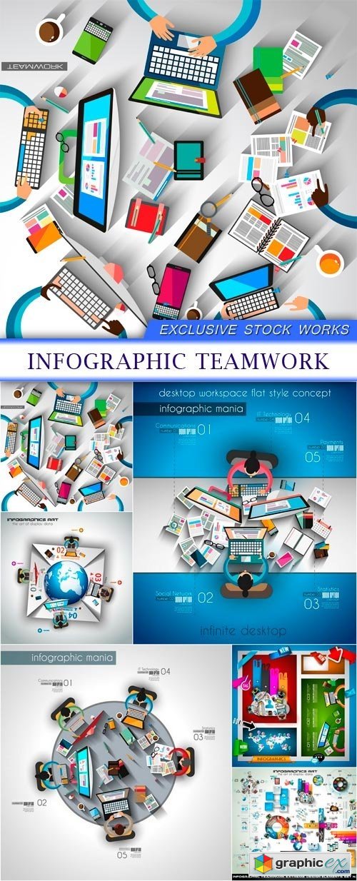 Infographic teamwork 6X EPS