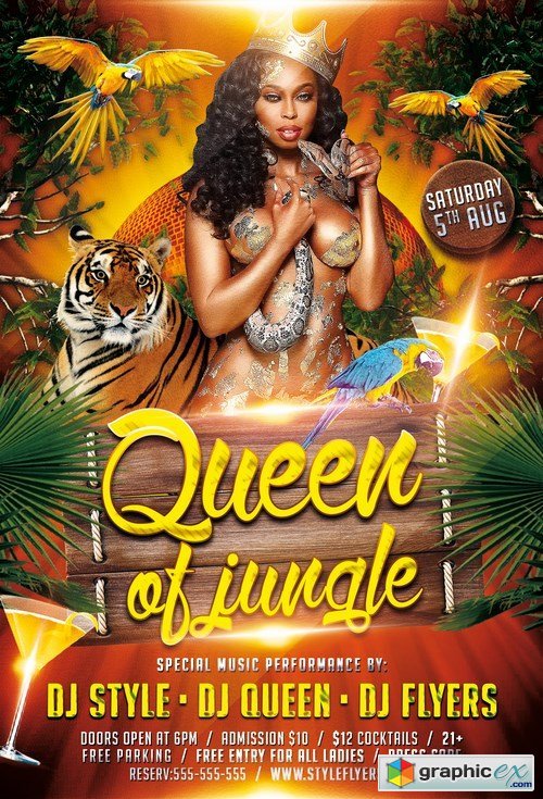 Queen of Jungle PSD Flyer Template + Facebook Cover