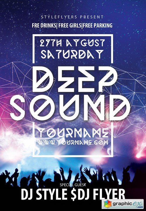 Deep Sound PSD Flyer Template + Facebook Cover