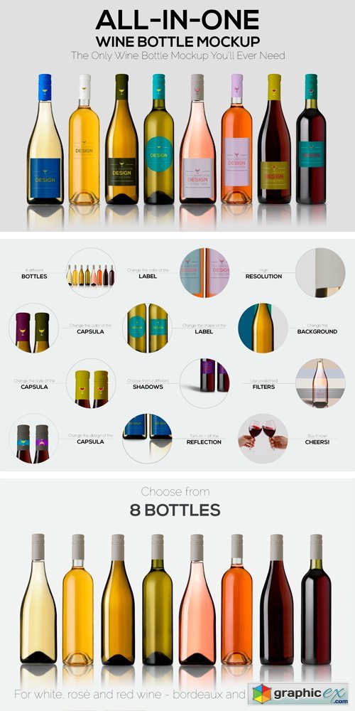All-In-One Wine Bottle Mockup 744090