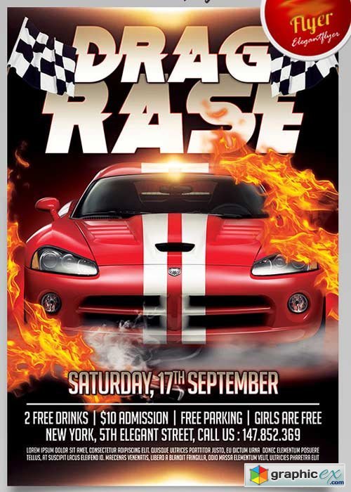 Drag Race Flyer PSD Template + Facebook Cover