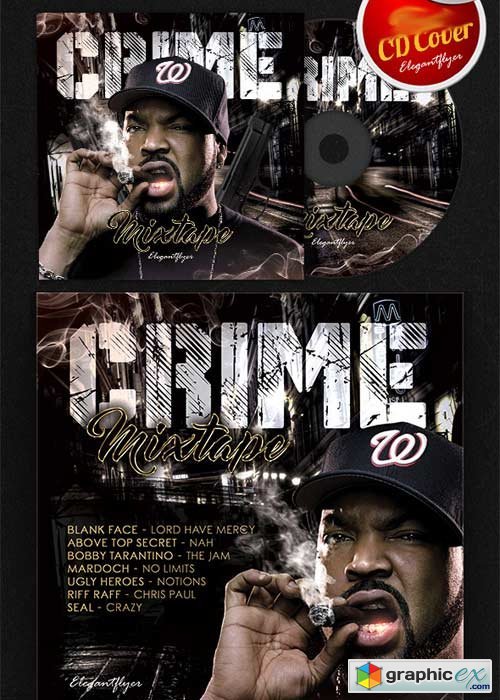 Rap Crime Mixtape CD Cover PSD Template