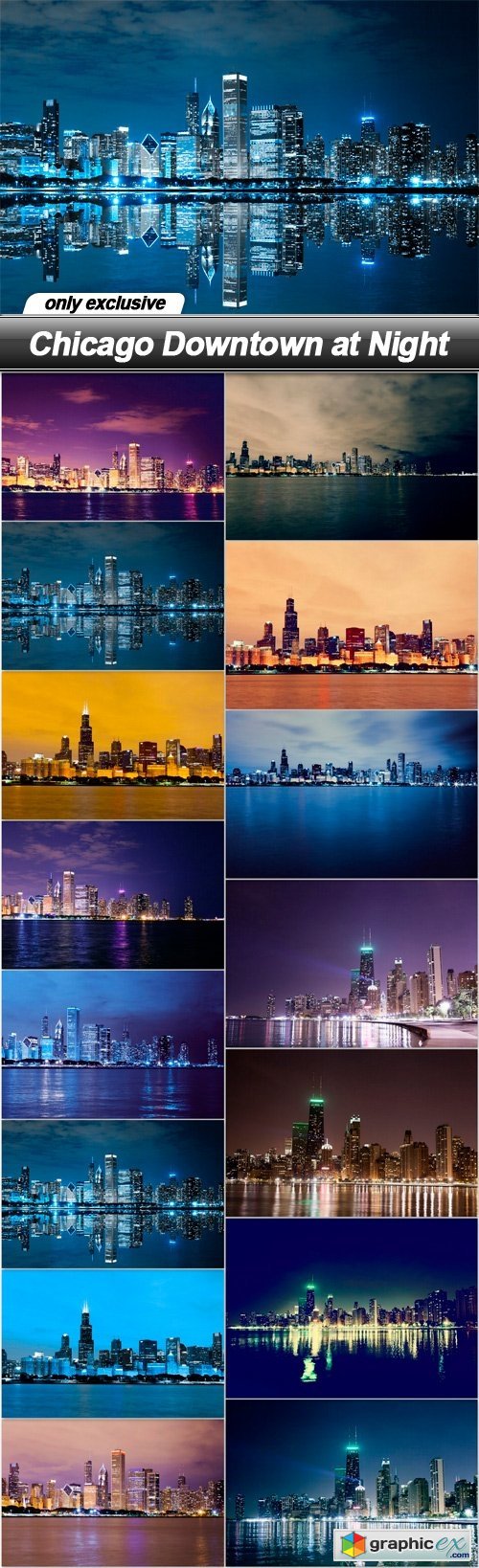 Chicago Downtown at Night - 15 UHQ JPEG
