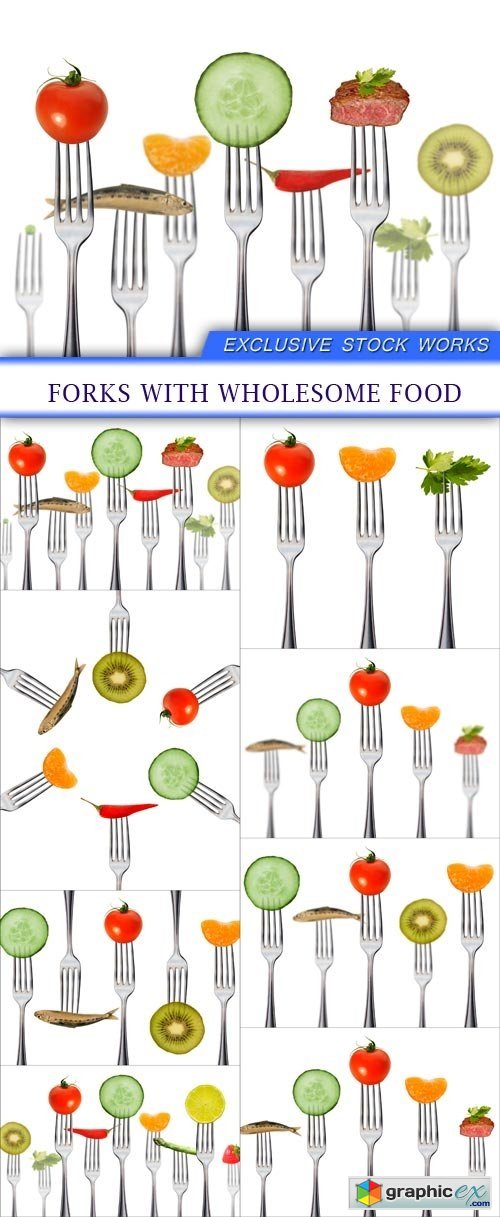 forks with wholesome food 8X JPEG