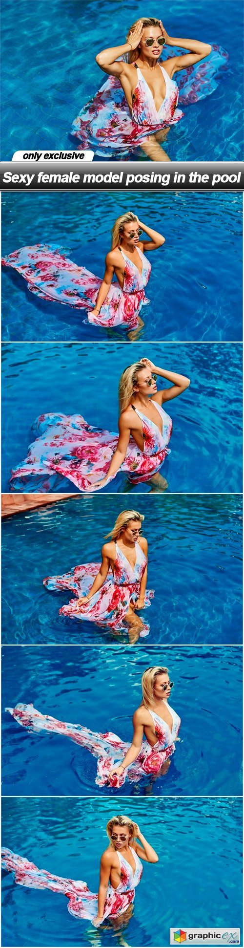 Sexy female model posing in the pool - 6 UHQ JPEG