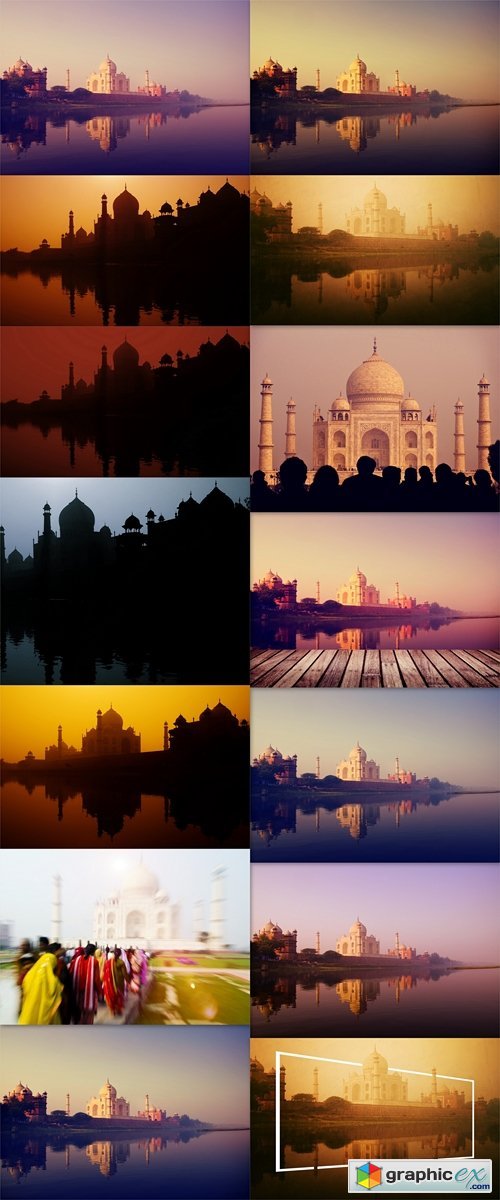 Taj Mahal Memorial Travel Destination 7 Wonders Concept