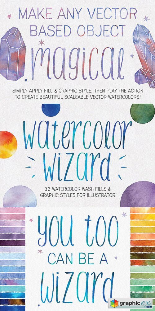 Watercolor Wizard Illustrator Action