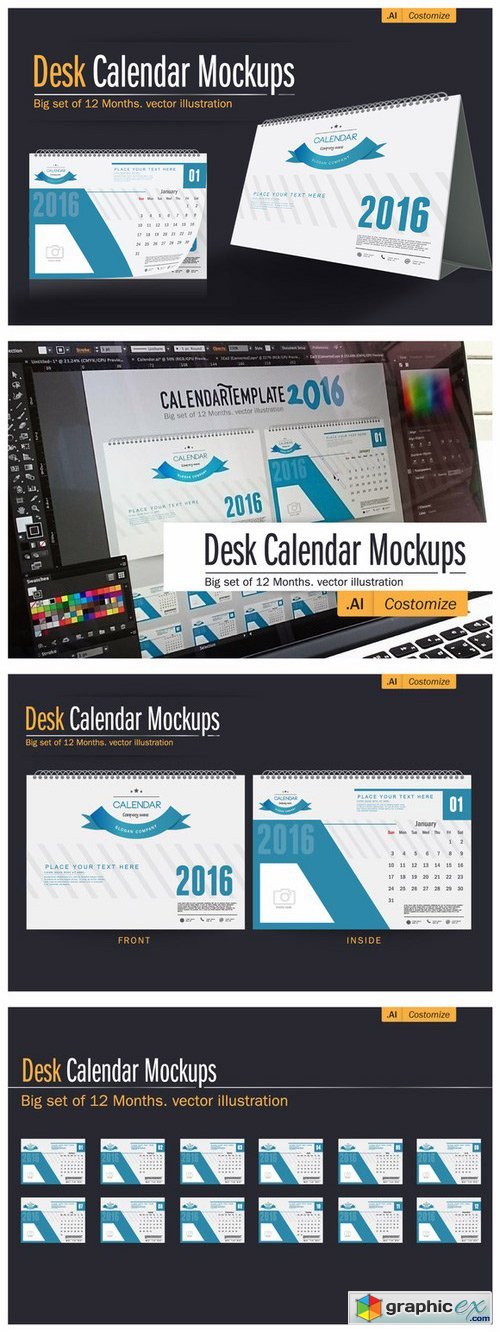 Desk Calendar 2016 Mockups