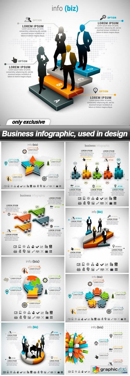 Business infographic, used in design - 9 EPS