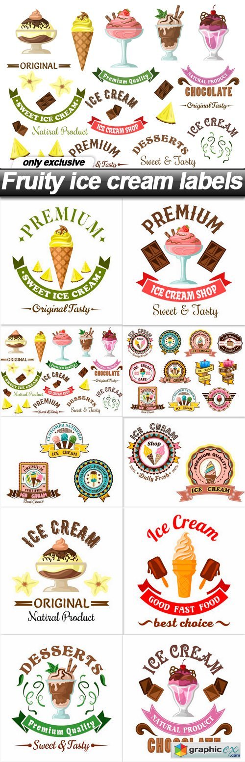 Fruity ice cream labels - 10 EPS