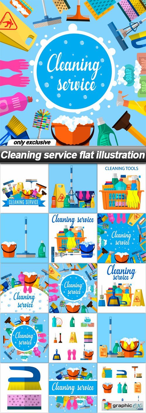 Cleaning service flat illustration - 15 EPS