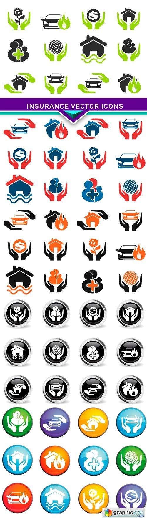 Insurance vector icons 5X EPS
