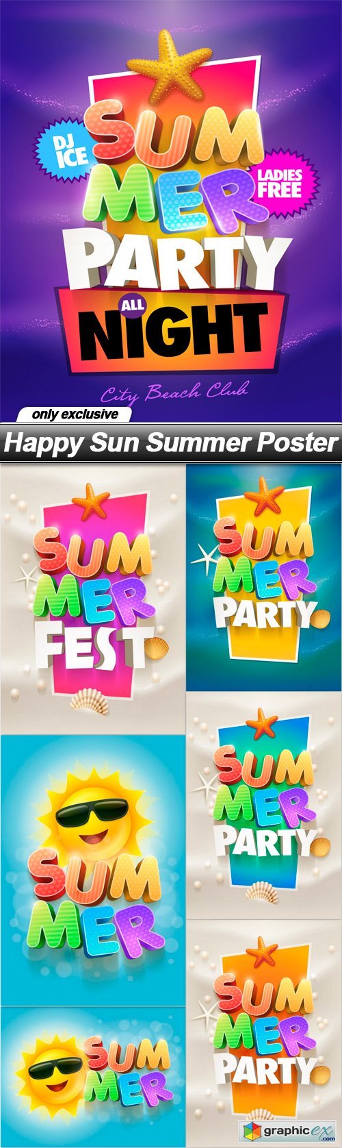 Happy Sun Summer Poster - 7 EPS