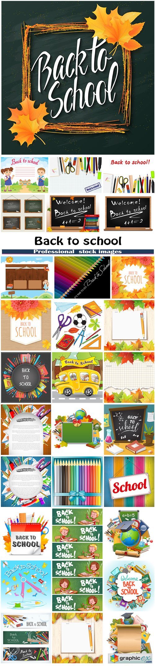 Back to school.Collection of school supplies in vector