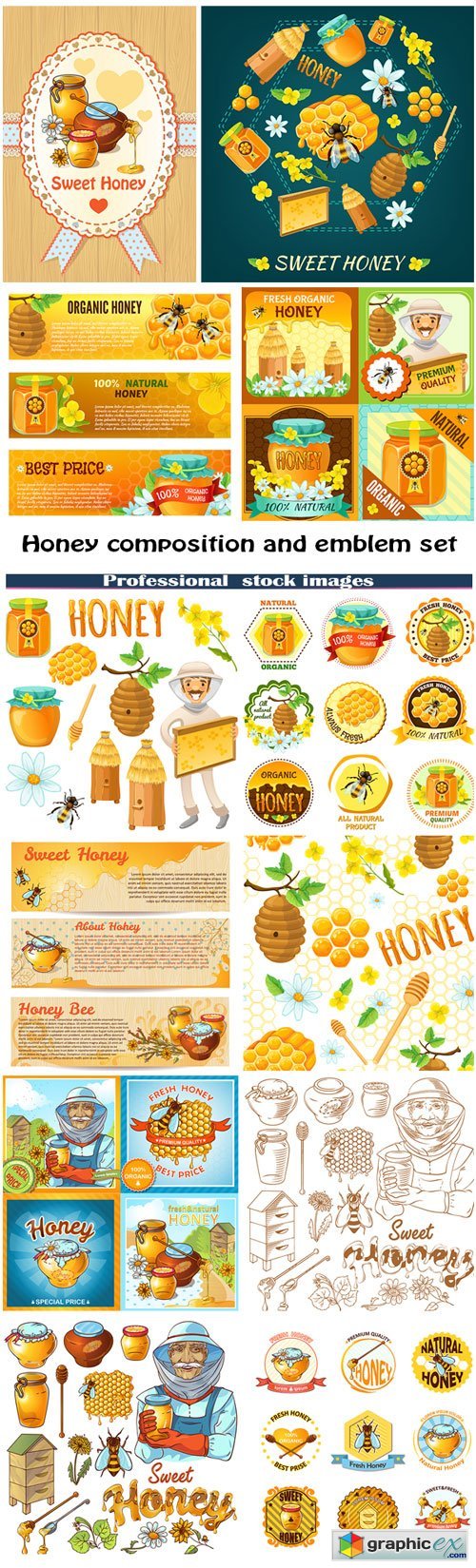 Honey composition and emblem set