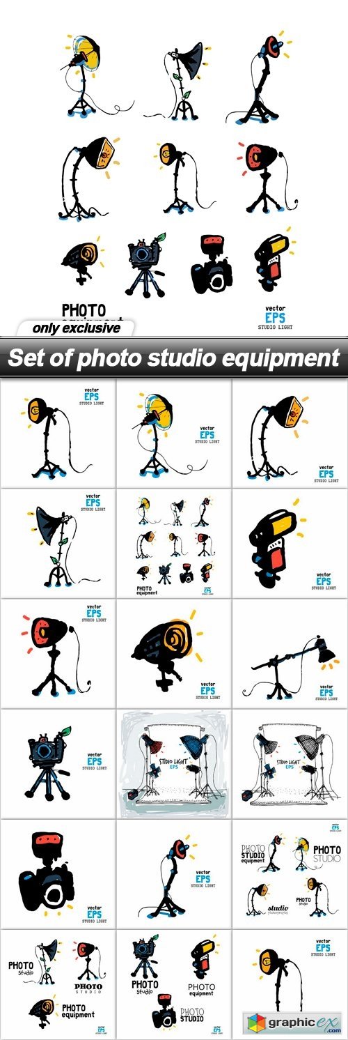 Set of photo studio equipment - 17 EPS