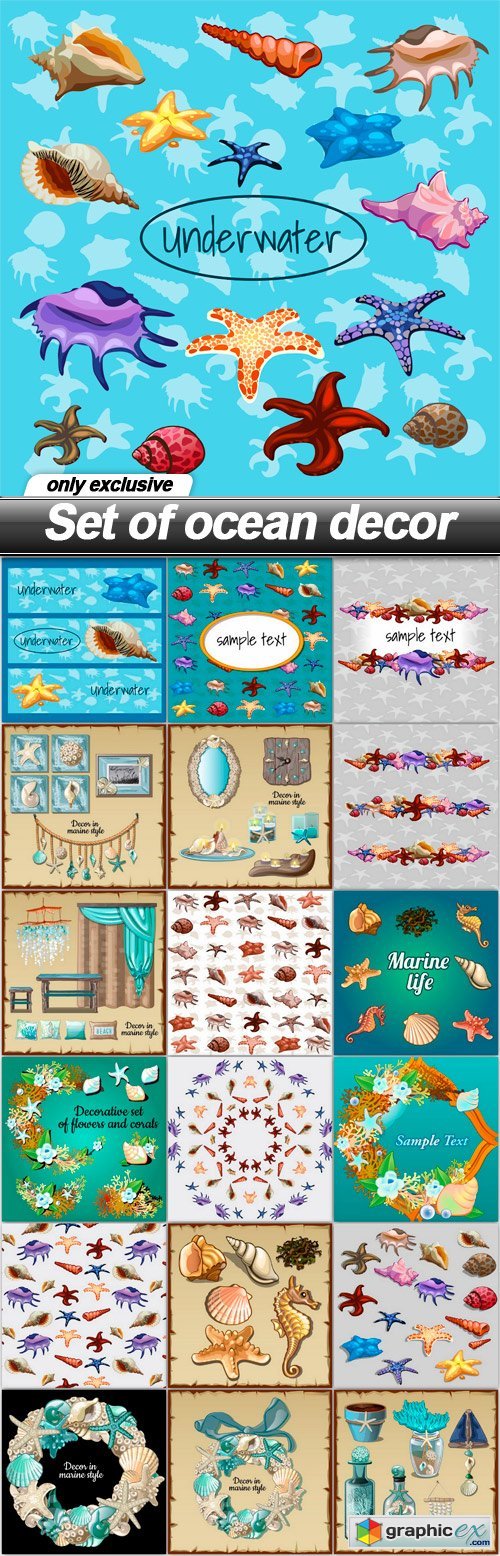 Set of ocean decor - 19 EPS