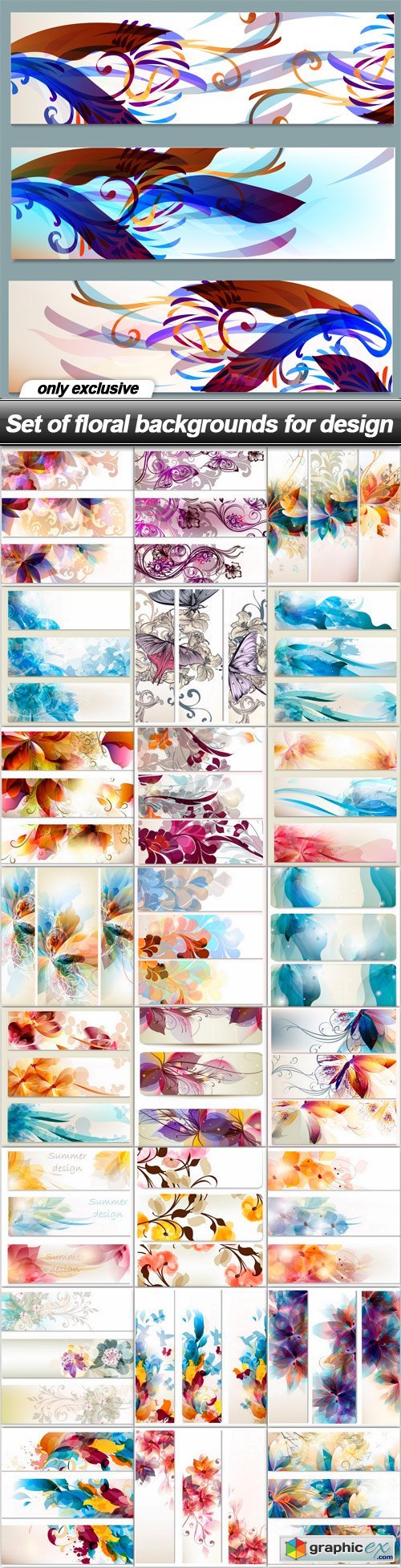 Set of floral backgrounds for design - 25 EPS