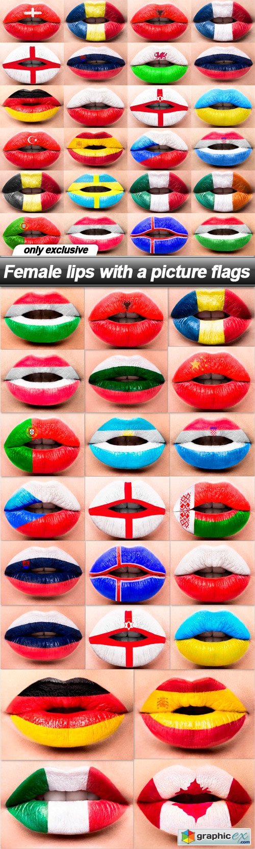 Female lips with a picture flags - 23 UHQ JPEG