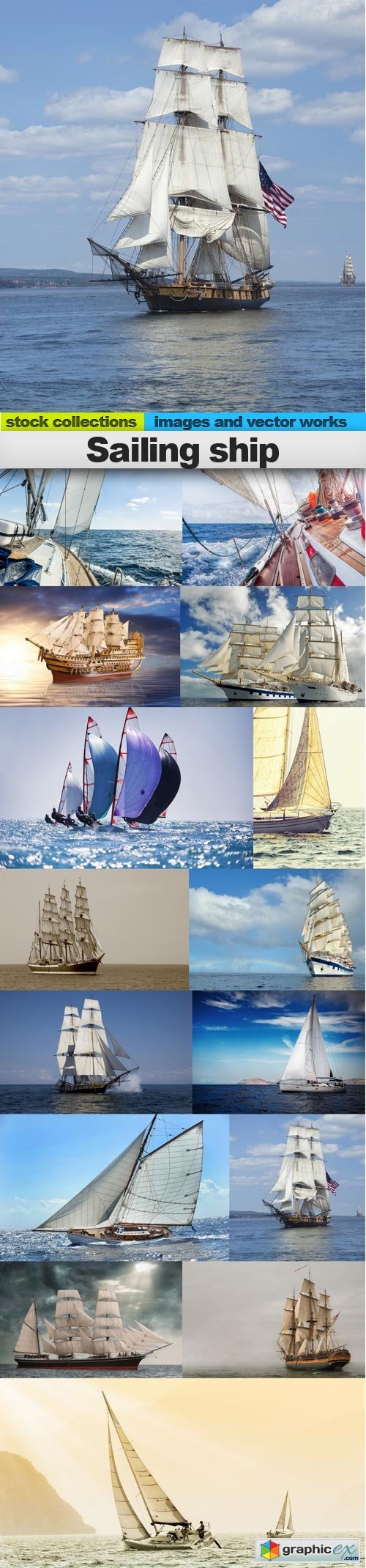 Sailing ship, 15 x UHQ JPEG