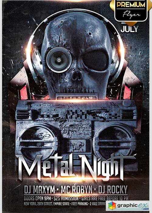 Metal Night Flyer PSD Template + Facebook Cover