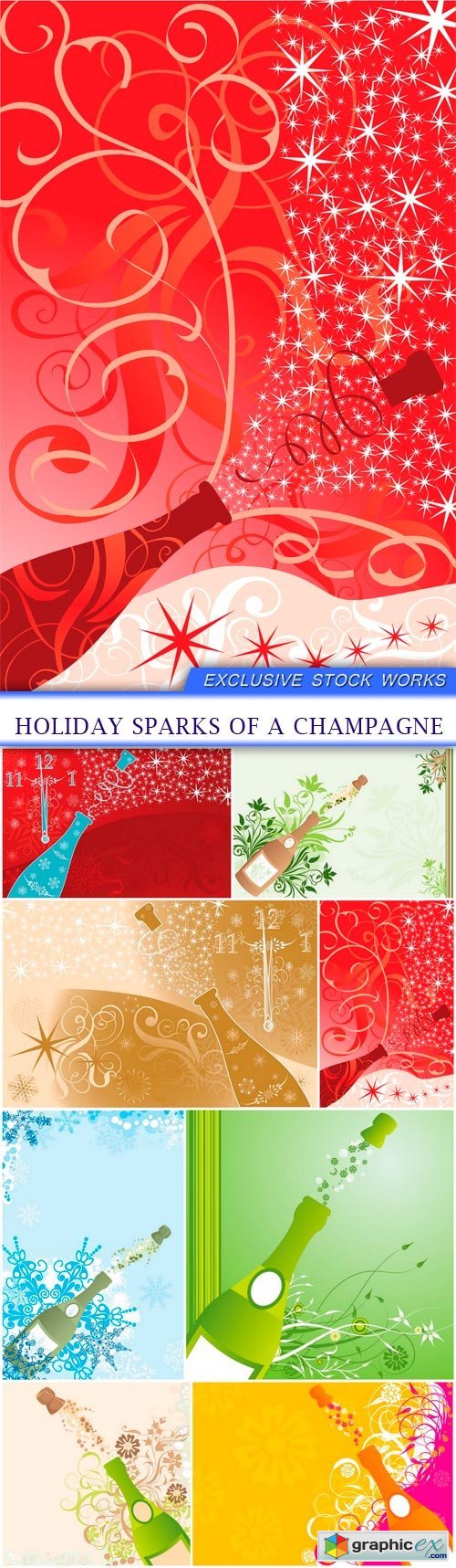 Holiday sparks of a champagne 8x EPS