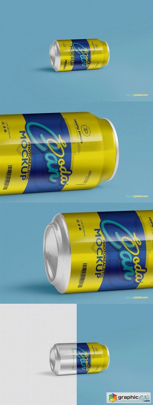 Cool Soft Drink Can Mockup PSD