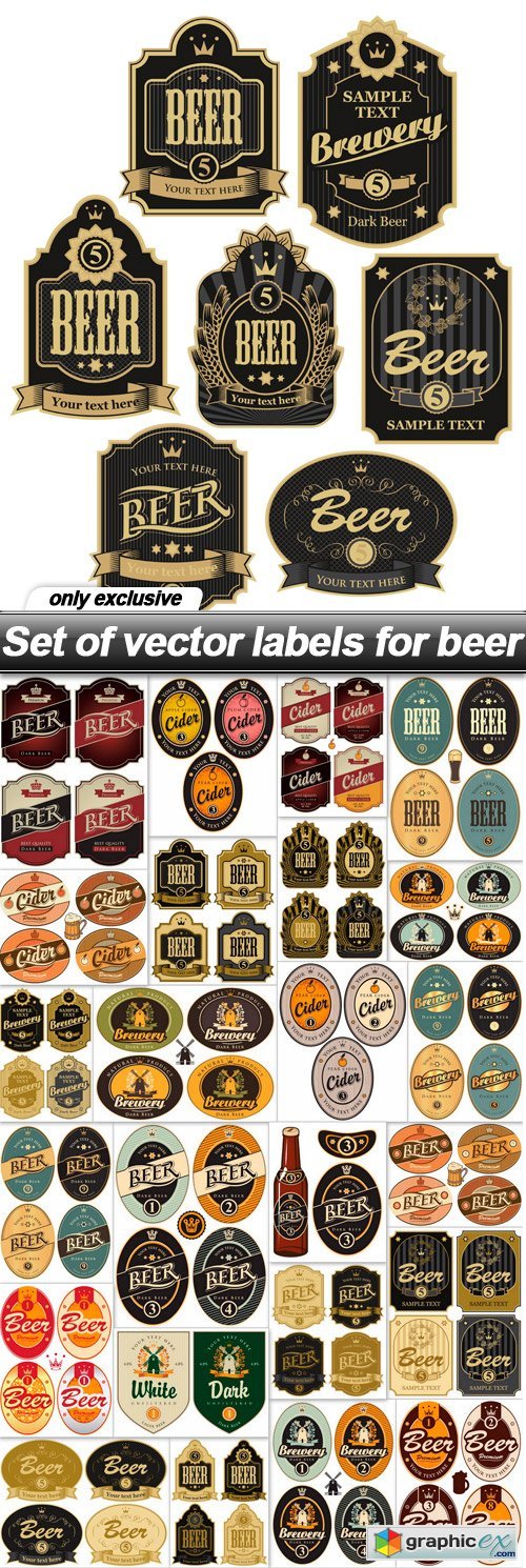 Set of vector labels for beer - 25 EPS