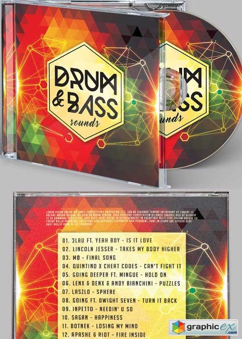 Drum & Bass Sound CD Cover PSD Template