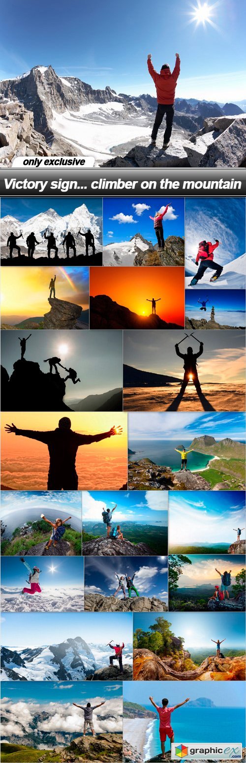 Victory sign... climber on the mountain - 21 UHQ JPEG