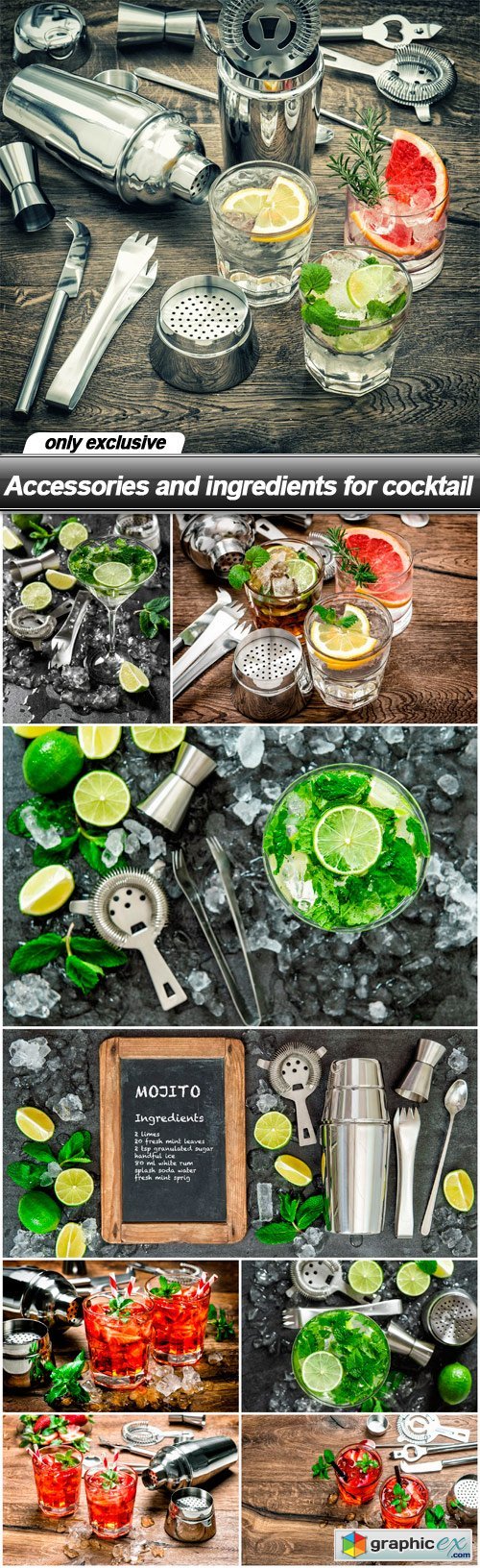 Accessories and ingredients for cocktail - 9 UHQ JPEG