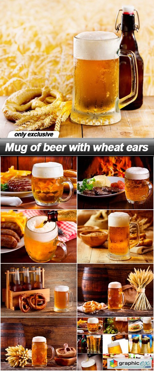 Mug of beer with wheat ears - 9 UHQ JPEG