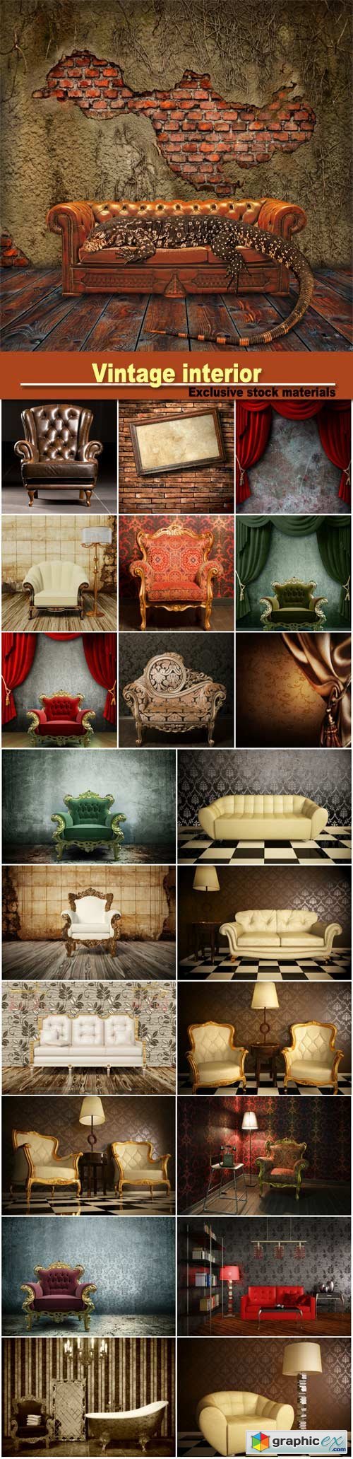 Vintage interior, sofas and armchairs