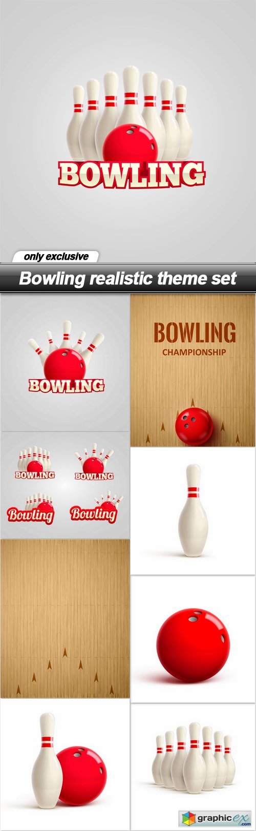 Bowling realistic theme set - 9 EPS